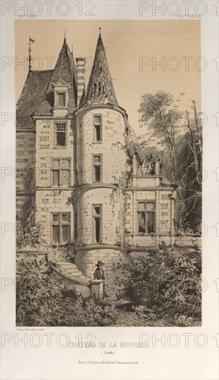 Architecture Pittoresque ou Monuments des xveme. Et xvieme. Siecles: Chateaux De France des XV et XVI Siecles: Pl. 29, Chateau De La Bouverie (Sarthe), 1860. Victor Petit (French, 1817-1874), Charles Boivin (publisher and editor); Lith de Godard a Paris (printer). Lithograph with tint stone, from portfolio of 100 lithographs with tint stone; sheet: 36 x 27.5 cm (14 3/16 x 10 13/16 in.); image: 23 x 14 cm (9 1/16 x 5 1/2 in.)