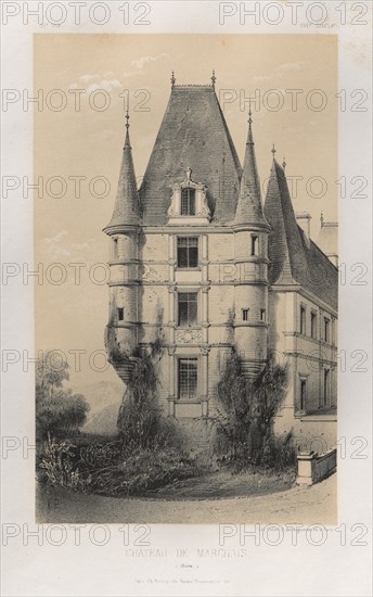 Architecture Pittoresque ou Monuments des xveme. Et xvieme. Siecles: Chateaux De France des XV et XVI Siecles: Pl. 31, Château De Marchais (Aisne), 1860. Victor Petit (French, 1817-1874), Charles Boivin (publisher and editor); Lith de Godard a Paris (printer). Lithograph with tint stone, from portfolio of 100 lithographs with tint stone; sheet: 36.1 x 27.2 cm (14 3/16 x 10 11/16 in.); image: 22.8 x 14.1 cm (9 x 5 9/16 in.).