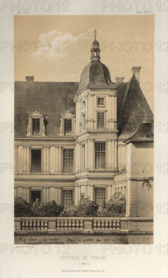 Architecture Pittoresque ou Monuments des xveme. Et xvieme. Siecles: Chateaux De France des XV et XVI Siecles: Pl. 33, Château De Tanlay (Yonne), 1860. Victor Petit (French, 1817-1874), Charles Boivin (publisher and editor); Lith de Godard a Paris (printer). Lithograph with tint stone, from portfolio of 100 lithographs with tint stone; sheet: 35.7 x 27.7 cm (14 1/16 x 10 7/8 in.); image: 22.9 x 14 cm (9 x 5 1/2 in.).