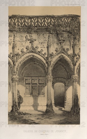 Architecture Pittoresque ou Monuments des xveme. Et xvieme. Siecles: Chateaux De France des XV et XVI Siecles: Pl. 41, Galerie Du Château De Jouancy (Saone et Loire), 1860. Victor Petit (French, 1817-1874), Charles Boivin (publisher and editor); Lith de Godard a Paris (printer). Lithograph with tint stone, from portfolio of 100 lithographs with tint stone; sheet: 35.6 x 27.1 cm (14 x 10 11/16 in.); image: 22.8 x 14.1 cm (9 x 5 9/16 in.)