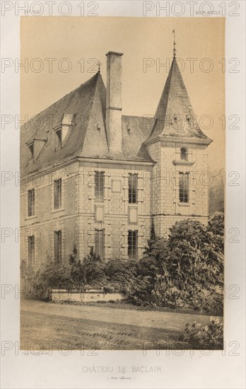 Architecture Pittoresque ou Monuments des XVeme. Et XVIeme. Siecles: Chateaux de France des XV et XVI Siecles: Pl. 59, Château De Baclair (Seine inférieure), 1860. Victor Petit (French, 1817-1874), Charles Boivin (publisher and editor); Lith de Godard a Paris (printer). Lithograph with tint stone, from portfolio of 100 lithographs with tint stone; sheet: 35.8 x 27.4 cm (14 1/8 x 10 13/16 in.); image: 22.9 x 14.1 cm (9 x 5 9/16 in.).