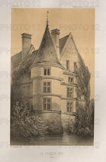 Architecture Pittoresque ou Monuments des XVeme. Et XVIeme. Siecles: Chateaux de France des XV et XVI Siecles: Pl. 68, Le Plessis-Bas (Aisne), 1860. Victor Petit (French, 1817-1874), Charles Boivin (publisher and editor); Lith de Godard a Paris (printer). Lithograph with tint stone, from portfolio of 100 lithographs with tint stone; sheet: 35.9 x 27.4 cm (14 1/8 x 10 13/16 in.); image: 23 x 14 cm (9 1/16 x 5 1/2 in.)