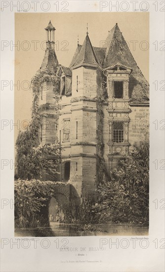 Architecture Pittoresque ou Monuments des XVeme. Et XVIeme. Siecles: Chateaux de France des XV et XVI Siecles: Pl. 78, Manoir de Belvau (Corrèze), 1860. Victor Petit (French, 1817-1874), Charles Boivin (publisher and editor); Lith de Godard a Paris (printer). Lithograph with tint stone, from portfolio of 100 lithographs with tint stone; sheet: 35.7 x 27.6 cm (14 1/16 x 10 7/8 in.); image: 23.3 x 14.1 cm (9 3/16 x 5 9/16 in.)