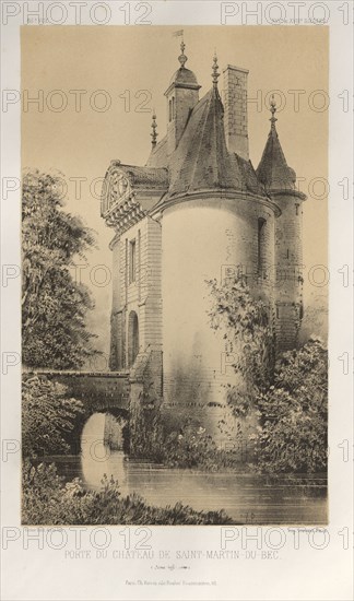 Architecture Pittoresque ou Monuments des XVeme. Et XVIeme. Siecles: Chateaux de France des XV et XVI Siecles: Pl. 83, Porte du Château de Saint-Martin-Du-Bec (Seine Infèrieure), 1860. Victor Petit (French, 1817-1874), Charles Boivin (publisher and editor); Lith de Godard a Paris (printer). Lithograph with tint stone, from portfolio of 100 lithographs with tint stone; sheet: 35.7 x 27.7 cm (14 1/16 x 10 7/8 in.); image: 22.9 x 14.1 cm (9 x 5 9/16 in.)