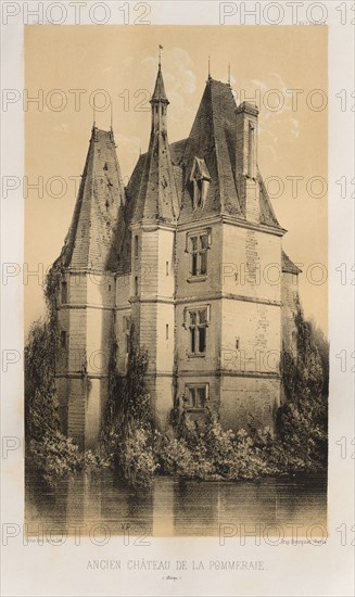 Architecture Pittoresque ou Monuments des XVeme. Et XVIeme. Siecles: Chateaux de France des XV et XVI Siecles: Pl. 94, Ancien Château de la Pommeraie (Aisne), 1860. Victor Petit (French, 1817-1874), Charles Boivin (publisher and editor); Lith de Godard a Paris (printer). Lithograph with tint stone, from portfolio of 100 lithographs with tint stone; sheet: 35.9 x 27.8 cm (14 1/8 x 10 15/16 in.); image: 23.6 x 14 cm (9 5/16 x 5 1/2 in.)