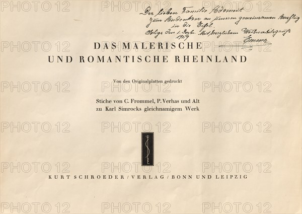 Das Malerische und Romantische Rheinland, 1928. Henry Winkles (British, 1801-1900), after Theodor Verhas (German, 1811-1872), Kurt Schroeder. Unbound portfolio with title page, colophon, table of contents, and fifteen loose plates; sheet: 24.9 x 33.1 cm (9 13/16 x 13 1/16 in.); sheet 2: 24.3 x 33 cm (9 9/16 x 13 in.); sheet 1: 65.9 x 24.3 cm (25 15/16 x 9 9/16 in.)