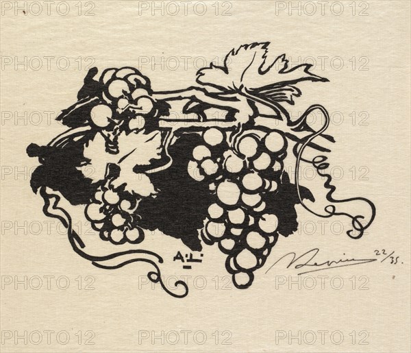 Fontainebleau Forest: Tailpiece, Grapes (La Forêt de Fontainebleau: Cul-de-lampe), 1890. Auguste Louis Lepère (French, 1849-1918), A. Desmoulins, Published in Revue Illustrée, 1887-90. Wood engraving from bound volume of 34