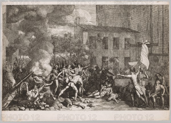 The Storming of the Bastille, July 14, 1789, 1790. Charles Thévenin (French, 1764-1838). Etching; sheet: 41.6 x 58.5 cm (16 3/8 x 23 1/16 in.); image: 36.9 x 58.1 cm (14 1/2 x 22 7/8 in.)