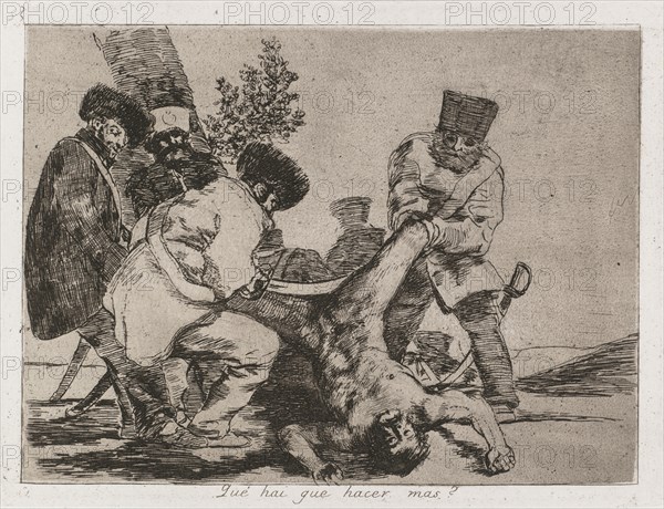 Disasters of War: Pl. 33, What more can one do?  , 1810-1813 . Francisco de Goya (Spanish, 1746-1828), Real Academia. Etching and aquatint; sheet: 24.3 x 33.3 cm (9 9/16 x 13 1/8 in.); platemark: 15.8 x 20.6 cm (6 1/4 x 8 1/8 in.); to borderline: 13.9 x 18.7 cm (5 1/2 x 7 3/8 in.).