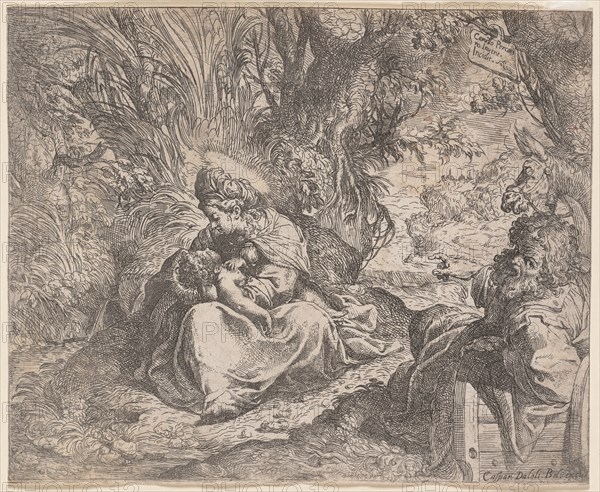 The Rest on the Flight into Egypt, 1587-1590  . Camillo Procaccini (Italian, 1546-1629). Etching ; sheet: 22 x 27 cm (8 11/16 x 10 5/8 in.)