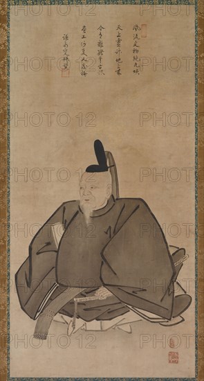 Portrait of Sugawara Michizane, late 1400s to early 1500s. Yogetsu (Japanese, active late 1400s to early 1500s). Hanging scroll; ink and color on paper; painting: 100.8 x 50.2 cm (39 11/16 x 19 3/4 in.); mounted: 189.2 x 65.2 cm (74 1/2 x 25 11/16 in.).