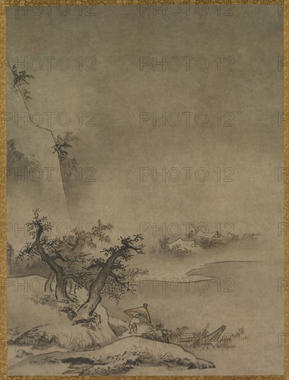 Chinese Servant Walking in the Rain, 1500s. Attributed to Gakuo Zokyu (Japanese, active about 1482–1514). Hanging scroll; ink on paper; mounted: 131.8 x 44.2 cm (51 7/8 x 17 3/8 in.).