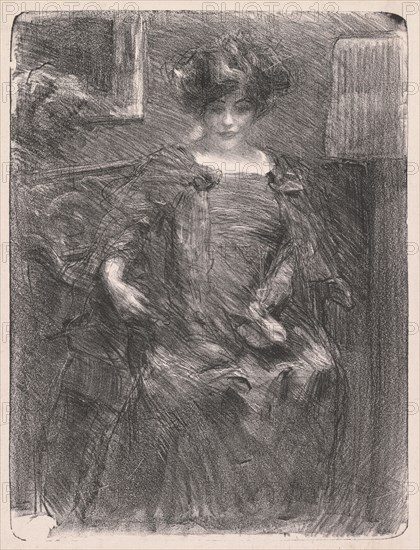 Untitled (Woman), c. 1908. Albert de Belleroche (British, 1864-1944). Lithograph; image: 45.1 x 34.8 cm (17 3/4 x 13 11/16 in.); sheet: 51.2 x 40.9 cm (20 3/16 x 16 1/8 in.).
