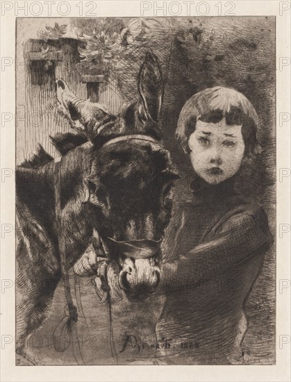Robert Besnard and His Donkey (Robert Besnard et son âne), 1888. Albert Besnard (French, 1849-1934). Etching and aquatint; platemark: 23.6 x 18.1 cm (9 5/16 x 7 1/8 in.); sheet: 28.8 x 21.7 cm (11 5/16 x 8 9/16 in.)