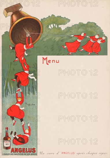 Menu Page (Angelus: Liqeur des Salésiens de Dom Bosco), 1911. Leonetto Cappiello (Italian, 1875-1942). Color lithograph