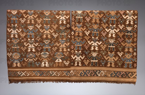 Tunic with Frontal Figures, 1400-1532. Central Andes, Central Coast, Ychsma (Pachacamac) people. Cotton; slit tapestry weave; neck edge to hem: 46.7 cm (18 3/8 in.); width across shoulders: 81.9 cm (32 1/4 in.)
