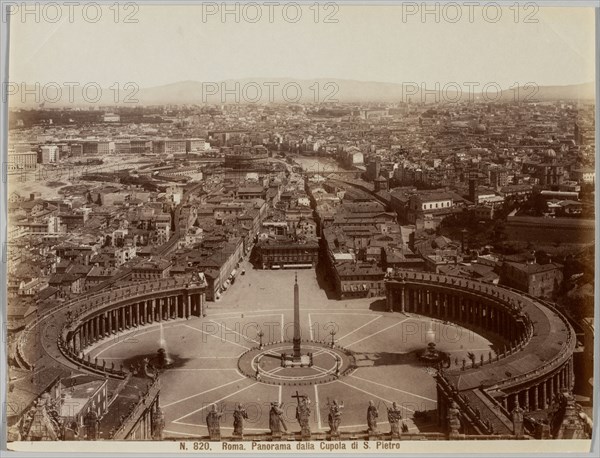 Panorama dalla Cupola di S. Pietro, Rome, c. 1860s. Unidentified Photographer. Albumen print from collodion negative; image: 19.6 x 25.7 cm (7 11/16 x 10 1/8 in.); paper: 19.6 x 25.7 cm (7 11/16 x 10 1/8 in.)