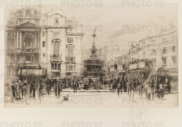 London Set: Piccadilly Circus (with Criterion Theatre), 1924. William Walcot (British, 1874-1943). Etching on wove paper; plate: 10.9 x 17 cm (4 5/16 x 6 11/16 in.); sheet: 24.3 x 31.2 cm (9 9/16 x 12 5/16 in.)