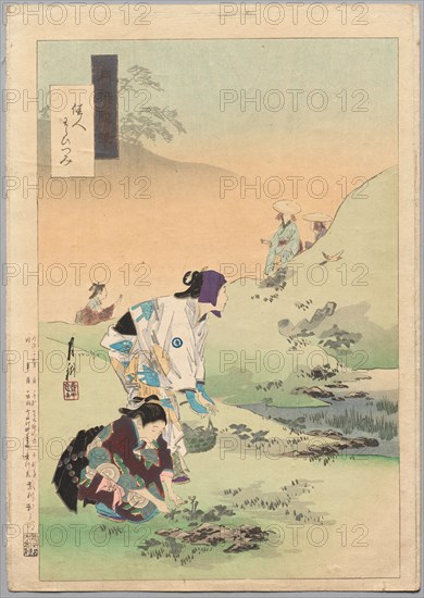 Beauties Harvesting Bracken, from the series Gekko’s Miscellaney, c. 1886–1899. Ogata Gekko (Japanese, 1859-1920). Woodblock print, ink and color on paper;