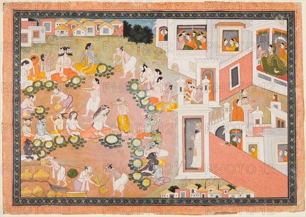 A Feast for the Gods, c. 1810. India, Kangra. Color on paper; page: 28 x 29.4 cm (11 x 11 9/16 in.).