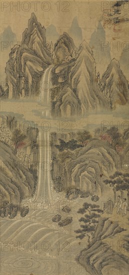 Nine-Dragon Falls, late 1800s. Han Unpyeong (Korean). Ink and color on paper; overall: 71 x 40.7 cm (27 15/16 x 16 in.); painting only: 59.4 x 28.2 cm (23 3/8 x 11 1/8 in.).