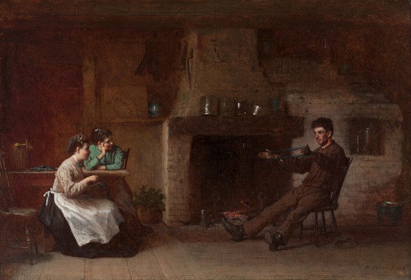 Winding Yarn (Interior of a Nantucket Kitchen), 1872. Eastman Johnson (American, 1824-1906). Oil on board; framed: 70.2 x 85.4 x 10.2 cm (27 5/8 x 33 5/8 x 4 in.); unframed: 37.5 x 54.6 cm (14 3/4 x 21 1/2 in.); former: 52.7 x 69.9 x 5.1 cm (20 3/4 x 27 1/2 x 2 in.).