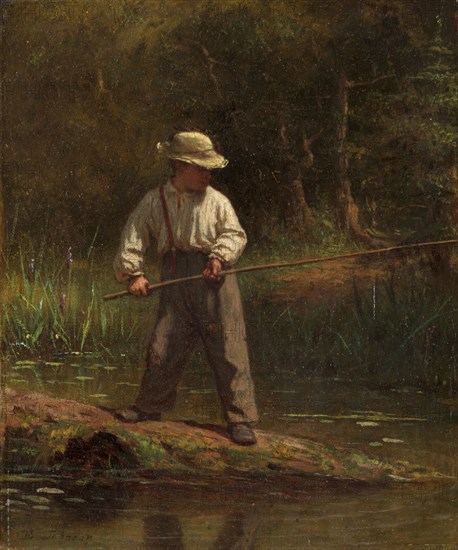 Boy Fishing, 1860s. Eastman Johnson (American, 1824-1906). Oil on canvas; unframed: 23.5 x 19 cm (9 1/4 x 7 1/2 in.).