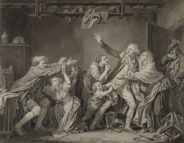 The Father's Curse: The Ungrateful Son; Jean-Baptiste Greuze, French, 1725 - 1805, France; about 1778; Brush and gray wash