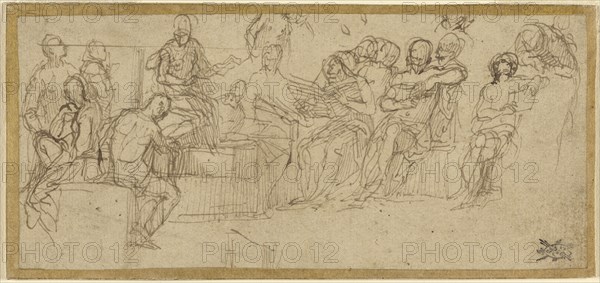 Christ Preaching in the Temple; Paolo Veronese, Paolo Caliari, Italian, 1528 - 1588, Italy; about 1548; Pen and brown ink