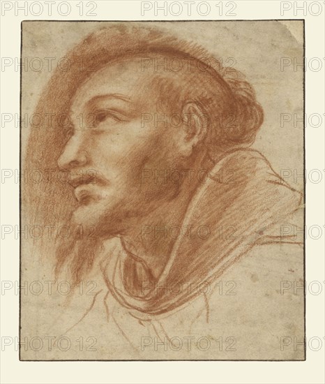 Study of a Franciscan Monk, Possibly Saint Francis, Cerano, Giovanni Battista Crespi, Italian, 1575 - 1632, about 1600; Red