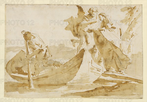 Flight into Egypt; Giovanni Battista Tiepolo, Italian, 1696 - 1770, Italy; 1725 - 1735; Pen and brown ink with brown wash over