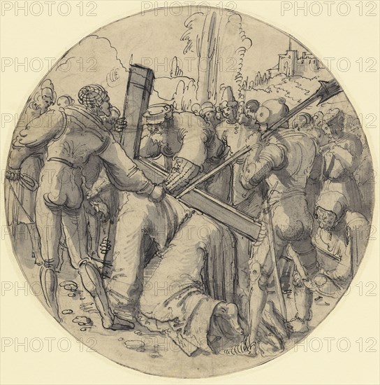 Christ Carrying the Cross; Albrecht Altdorfer, German, about 1480 - 1538, about 1513; Pen and black ink and gray wash over