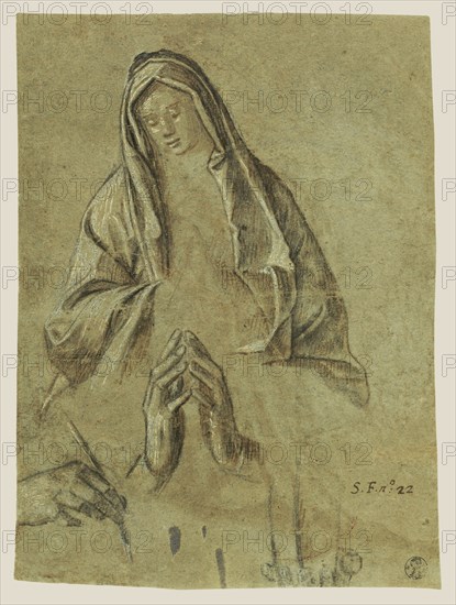 Study of the Virgin, recto, Study of the Virgin and of Hands, verso, Vittore Carpaccio, Italian, about 1460 - 1526, Italy