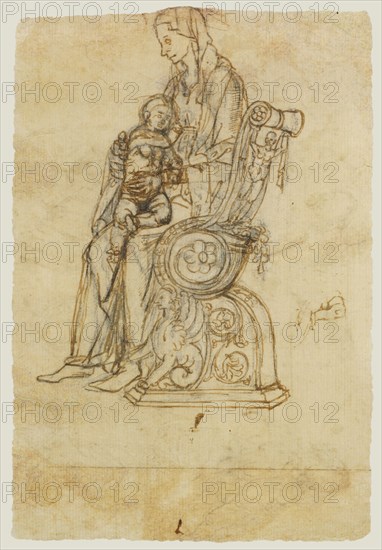 Studies of the Virgin and Child; Desiderio da Settignano or workshop, Italian, about 1430 - 1464, Italy; 1460s; Pen and brown