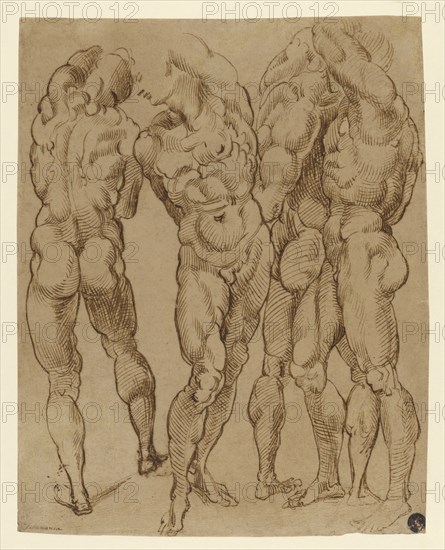 Nude Studies; Bartolomeo Passarotti, Italian, 1529 - 1592, Italy; about 1570 - 1580; Pen and ink; 29.5 x 23.5 cm