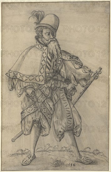 An Officer of the Rank of  Oberster Feldprofoss  in the Imperial Army; Jost Amman, Swiss, 1539 - 1591, Switzerland; 1556; Pen