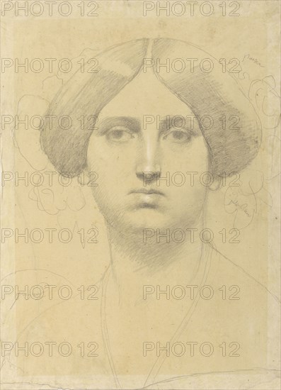 Study of Madame Moitessier; Jean-Auguste-Dominique Ingres, French, 1780 - 1867, France; 1851; Graphite and white chalk