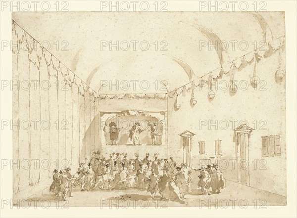 A Theatrical Performance; Francesco Guardi, Italian, 1712 - 1793, Italy; 1782; Pen and brown ink and brush with brown wash