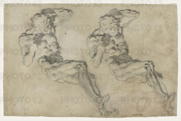 Studies of a Statuette of Atlas and a Figure Praying; Jacopo Tintoretto, Jacopo Robusti, Italian, 1518,1519 - 1594, Italy