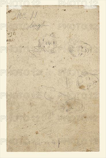 Standing Woman Holding a Muff Facing Right, recto, Studies of Heads, verso, Pietro Longhi, Italian, 1701 - 1785, Italy