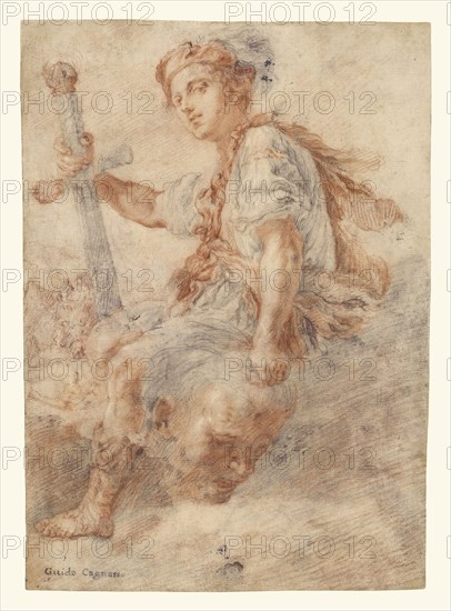 David with the Head of Goliath, recto, Two Studies, One of a Woman, verso, Domenico Fetti, Italian, about 1589 - 1623)