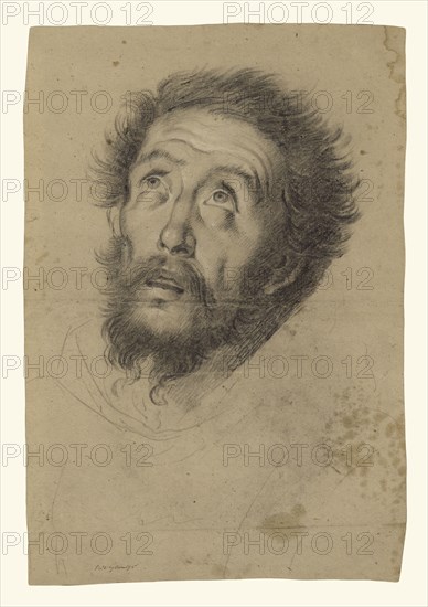 Head of Saint Francis, recto, Studies of the Head of Saint Francis, Head of an Old Man, and Two Right Hands, verso, Bernardo