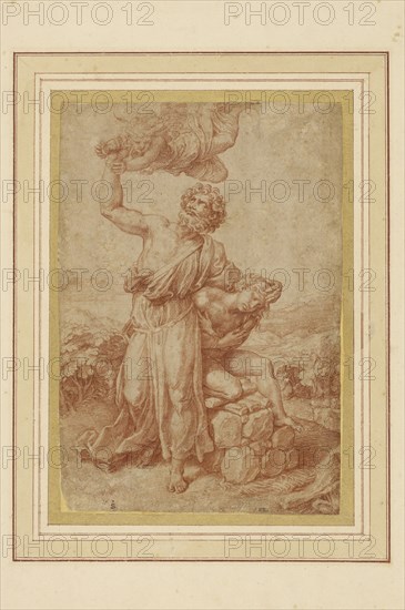 The Sacrifice of Isaac; Giulio Romano, Giulio Pippi, Italian, before 1499 - 1546, Italy; about 1516 - 1518; Red chalk