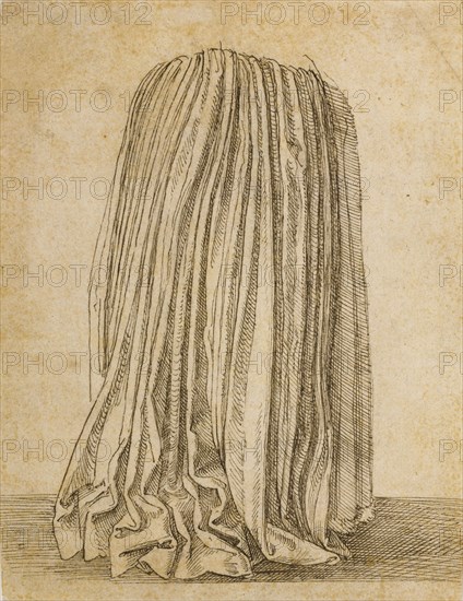 Study of a Pleated Skirt; Hans Brosamer, German, about 1500 - about 1554, about 1530 - 1540; Pen and black ink; 19.7 × 14.9 cm