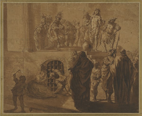 Christ Before Pilate; Nikolaus Knüpfer, Dutch, about 1603 - 1655, about 1640 - 1650; Brush and brown ink and brown wash