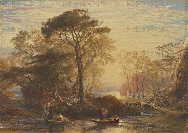 Sir Guyon Tempted by Phaedria; Samuel Palmer, English, 1805 - 1881, England; 1849; Watercolor and bodycolor, with some gum