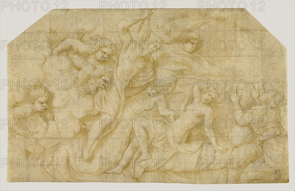 Birth of Bacchus; Giulio Romano, Giulio Pippi, Italian, before 1499 - 1546, Italy; about 1533; Pen and brown ink, brown wash