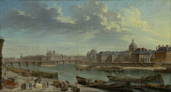 A View of Paris with the Ile de la Cité; Jean-Baptiste Raguenet, French, 1715 - 1793, 1763; Oil on canvas; 46 x 84.5 cm