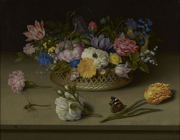 Flower Still Life; Ambrosius Bosschaert the Elder, Dutch, 1573 - 1621, 1614; Oil on copper; 30.5 x 38.9 cm, 12 x 15 5,16 in