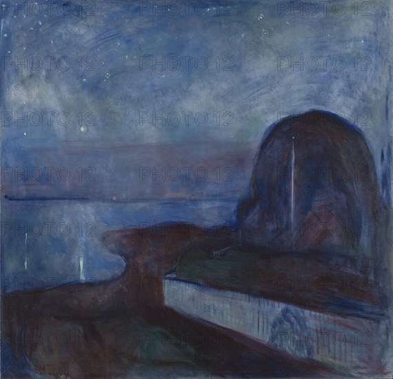 Starry Night; Edvard Munch, Norwegian, 1863 - 1944, 1893; Oil on canvas; 135.6 × 140 cm, 53 3,8 × 55 1,8 in